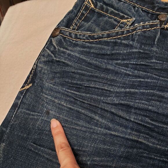 Rivet De Cru Jeans Mens 38 Blue Denim Straight Leg Button Fly Distressed Grunge - Picture 8 of 16